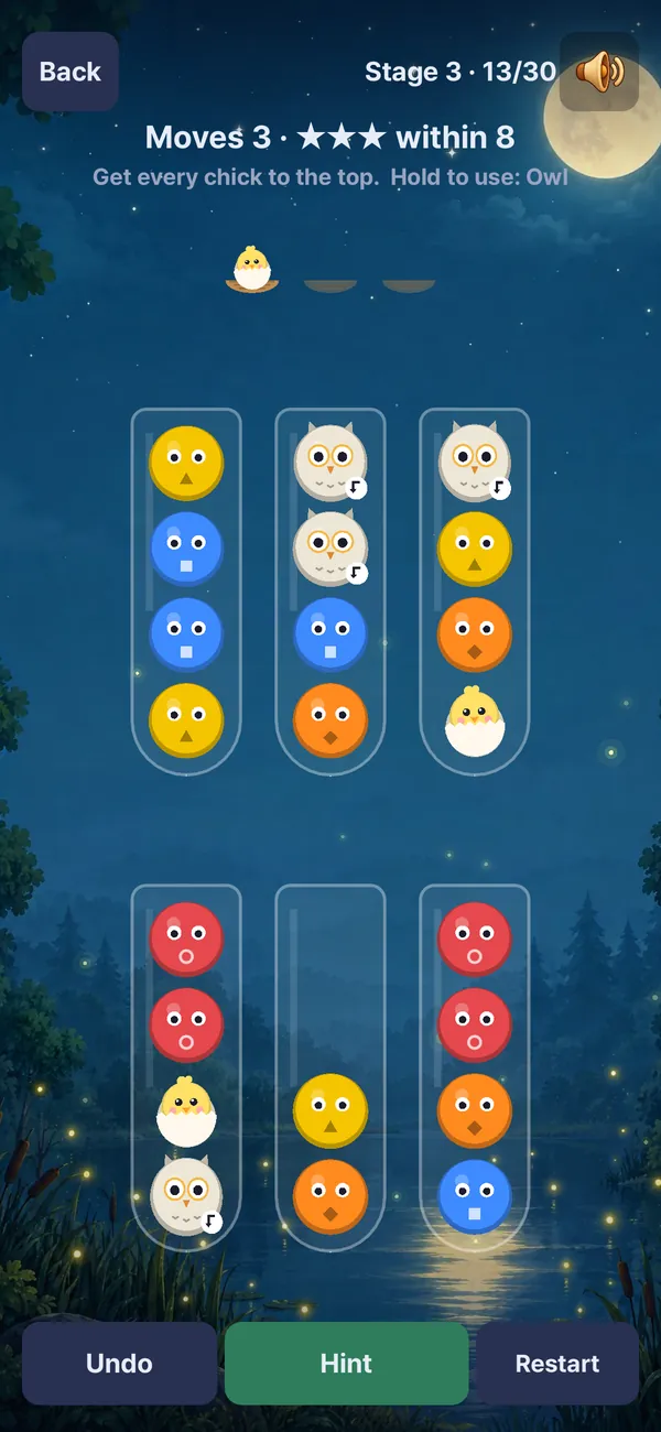 Rescue: Free every chick and you win, no need to sort it all